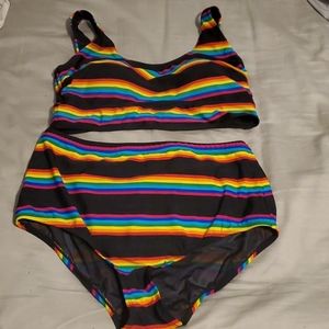 Torrid two piece rainbow swim suite.
